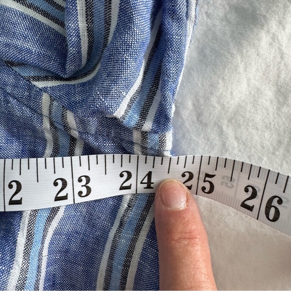 Lauren Ralph Lauren 100% Linen Striped Tunic Top Blue White 1X - Picture 7 of 8